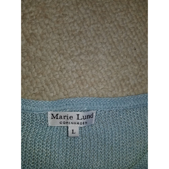 Womens Sweater-MARIE LUND COPENHAGEN-light blue 100% linen pullover tunic ls-L - Picture 4 of 4